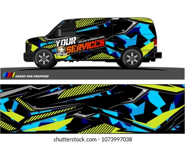 Cargo van graphic vector. abstract racing shape with modern camouflage design for vehicle vinyl wrap 

