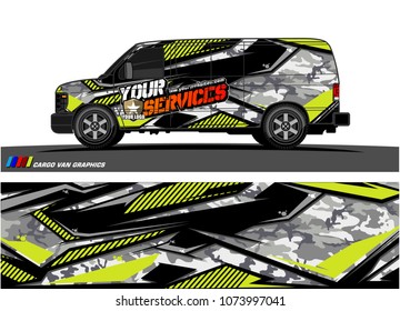 Cargo van graphic vector. abstract racing shape with modern camouflage design for vehicle vinyl wrap 

