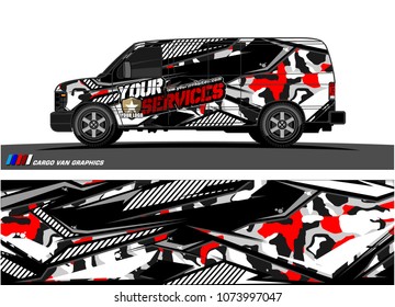 Cargo van graphic vector. abstract racing shape with modern camouflage design for vehicle vinyl wrap 

