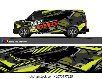 Cargo van graphic vector. abstract racing shape with modern camouflage design for vehicle vinyl wrap 

