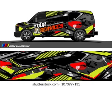 Cargo van graphic vector. abstract racing shape with modern camouflage design for vehicle vinyl wrap 

