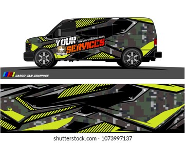 Cargo van graphic vector. abstract racing shape with modern camouflage design for vehicle vinyl wrap 

