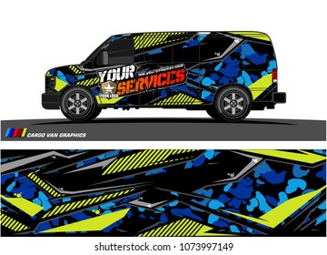 Cargo van graphic vector. abstract racing shape with modern camouflage design for vehicle vinyl wrap 

