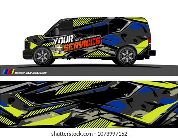Cargo van graphic vector. abstract racing shape with modern camouflage design for vehicle vinyl wrap 

