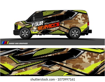 Cargo van graphic vector. abstract racing shape with modern camouflage design for vehicle vinyl wrap 


