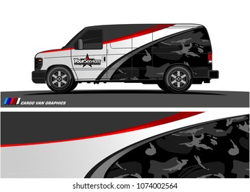 Cargo van graphic vector. abstract curved shape with grunge background design for vehicle vinyl wrap 