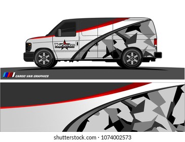 Cargo van graphic vector. abstract curved shape with grunge background design for vehicle vinyl wrap 