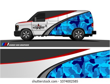 Cargo van graphic vector. abstract curved shape with grunge background design for vehicle vinyl wrap 