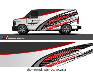 Cargo van graphic vector. abstract curved shape with grunge background design for vehicle vinyl wrap 