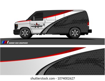 Cargo van graphic vector. abstract curved shape with grunge background design for vehicle vinyl wrap 