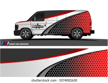 Cargo van graphic vector. abstract curved shape with grunge background design for vehicle vinyl wrap 