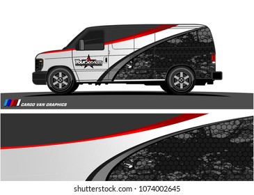 Cargo van graphic vector. abstract curved shape with grunge background design for vehicle vinyl wrap 