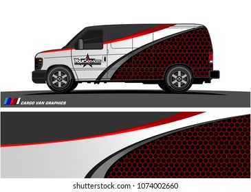 Cargo van graphic vector. abstract curved shape with grunge background design for vehicle vinyl wrap 