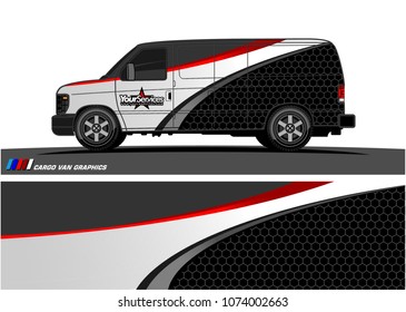 Cargo van graphic vector. abstract curved shape with grunge background design for vehicle vinyl wrap 