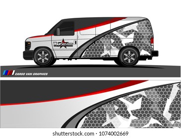 Cargo van graphic vector. abstract curved shape with grunge background design for vehicle vinyl wrap 