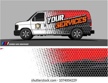 Cargo van graphic vector. abstract grunge background design for vehicle vinyl wrap 

