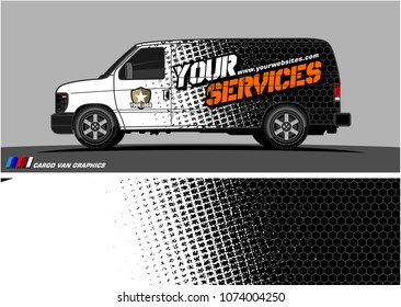 Cargo van graphic vector. abstract grunge background design for vehicle vinyl wrap 
