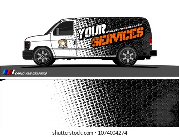 Cargo van graphic vector. abstract grunge background design for vehicle vinyl wrap 

