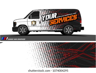 Cargo van graphic vector. abstract grunge background design for vehicle vinyl wrap 
