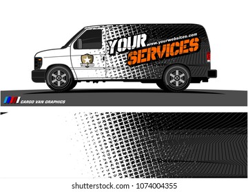 Cargo van graphic vector. abstract grunge background design for vehicle vinyl wrap 
