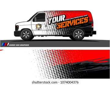 Cargo van graphic vector. abstract grunge background design for vehicle vinyl wrap 
