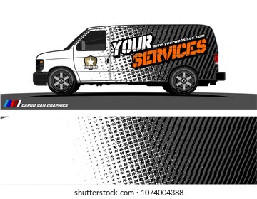 Cargo van graphic vector. abstract grunge background design for vehicle vinyl wrap 
