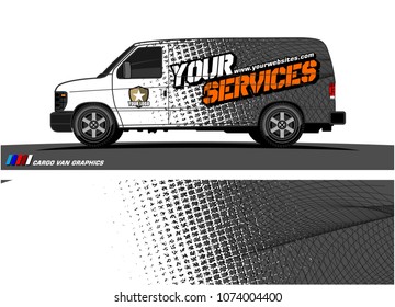 Cargo van graphic vector. abstract grunge background design for vehicle vinyl wrap 
