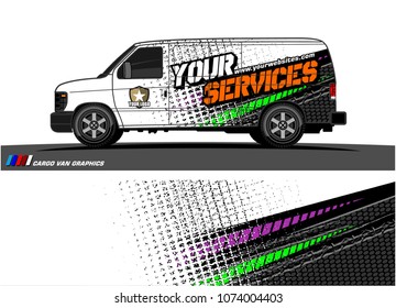 Cargo van graphic vector. abstract grunge background design for vehicle vinyl wrap 
