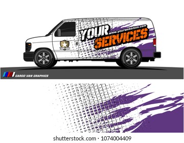 Cargo van graphic vector. abstract grunge background design for vehicle vinyl wrap 
