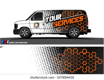 Cargo van graphic vector. abstract grunge background design for vehicle vinyl wrap 

