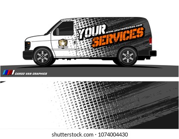 Cargo van graphic vector. abstract grunge background design for vehicle vinyl wrap 
