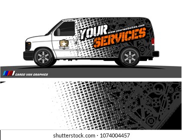 Cargo van graphic vector. abstract grunge background design for vehicle vinyl wrap 
