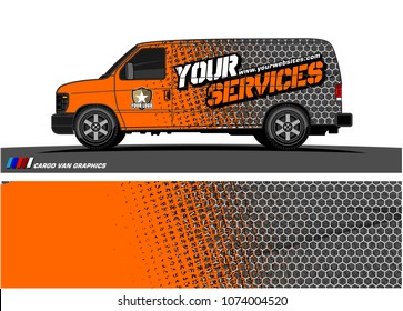 Cargo van graphic vector. abstract grunge background design for vehicle vinyl wrap 
