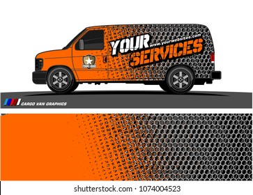 Cargo van graphic vector. abstract grunge background design for vehicle vinyl wrap 
