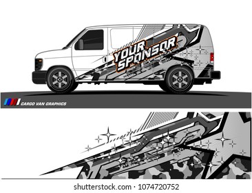 Cargo van graphic vector. abstract star shape with modern camouflage design for vehicle vinyl wrap 
