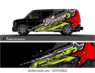 Cargo van graphic vector. abstract star shape with modern camouflage design for vehicle vinyl wrap 
