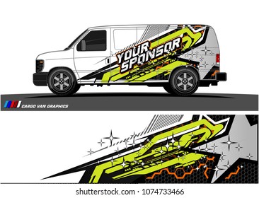 Cargo van graphic vector. abstract star shape with grunge background design for vehicle vinyl wrap 
