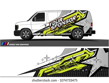 Cargo van graphic vector. abstract star shape with grunge background design for vehicle vinyl wrap 
