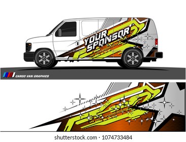 Cargo van graphic vector. abstract star shape with grunge background design for vehicle vinyl wrap 
