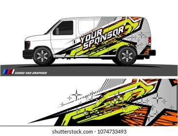 Cargo van graphic vector. abstract star shape with grunge background design for vehicle vinyl wrap 
