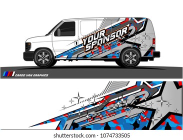 Cargo van graphic vector. abstract star shape with grunge background design for vehicle vinyl wrap 
