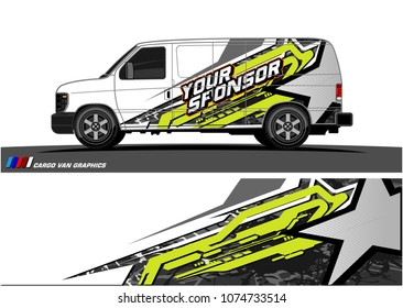 Cargo van graphic vector. abstract star shape with grunge background design for vehicle vinyl wrap 
