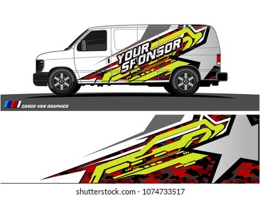 Cargo van graphic vector. abstract star shape with grunge background design for vehicle vinyl wrap 
