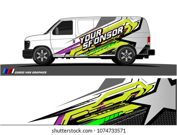 Cargo van graphic vector. abstract star shape with grunge background design for vehicle vinyl wrap 
