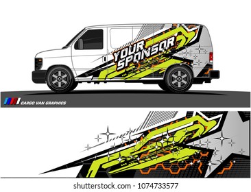 Cargo van graphic vector. abstract star shape with grunge background design for vehicle vinyl wrap 
