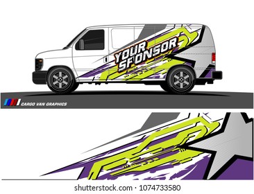 Cargo van graphic vector. abstract star shape with grunge background design for vehicle vinyl wrap 
