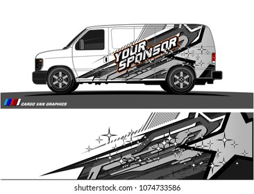 Cargo van graphic vector. abstract star shape with grunge background design for vehicle vinyl wrap 
