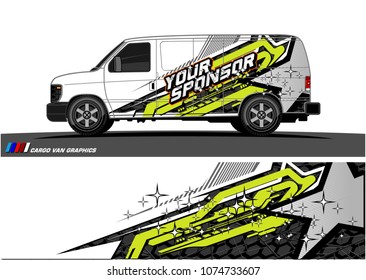 Cargo van graphic vector. abstract star shape with grunge background design for vehicle vinyl wrap 

