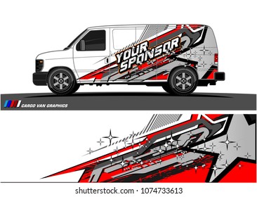 Cargo van graphic vector. abstract star shape with grunge background design for vehicle vinyl wrap 
