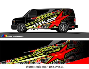 Cargo van graphic vector. abstract star shape with modern camouflage design for vehicle vinyl wrap